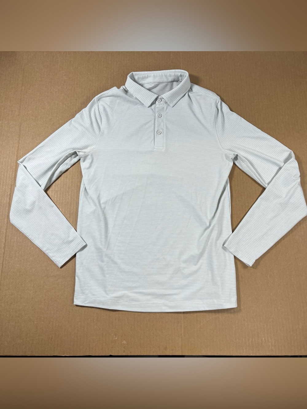 Lululemon Polo Shirt Gray Stripe Evolution Performance Long Sleeve Stretch Men S